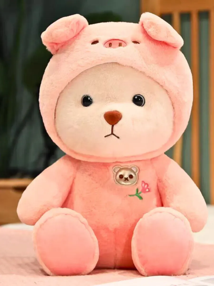 Мягкая игрушка Мишка в поросячьем головном уборе 22CM Розовый