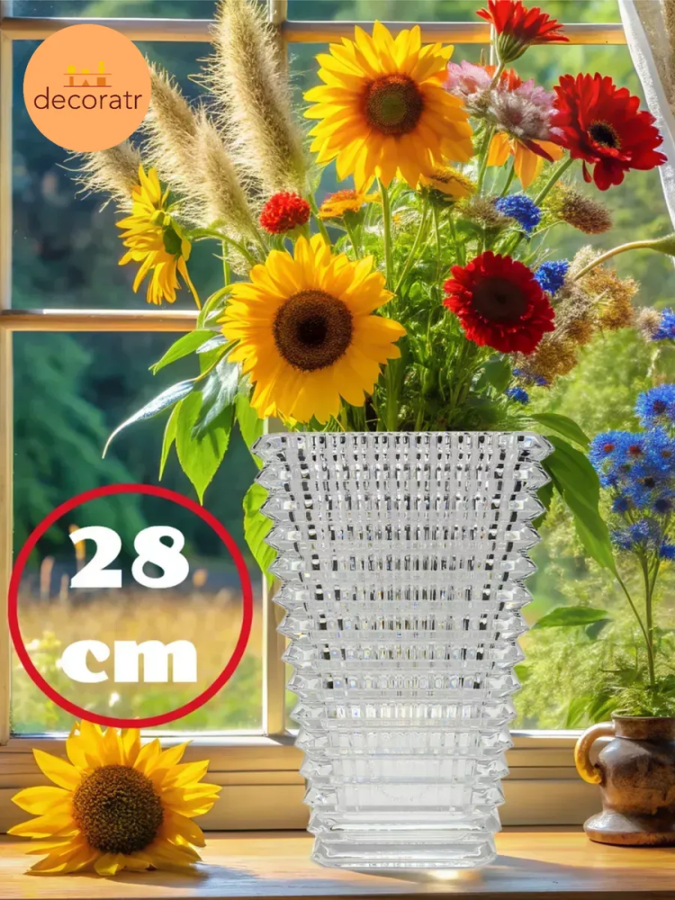 Ваза Баккарат Белый 16.5*12*28 Китай