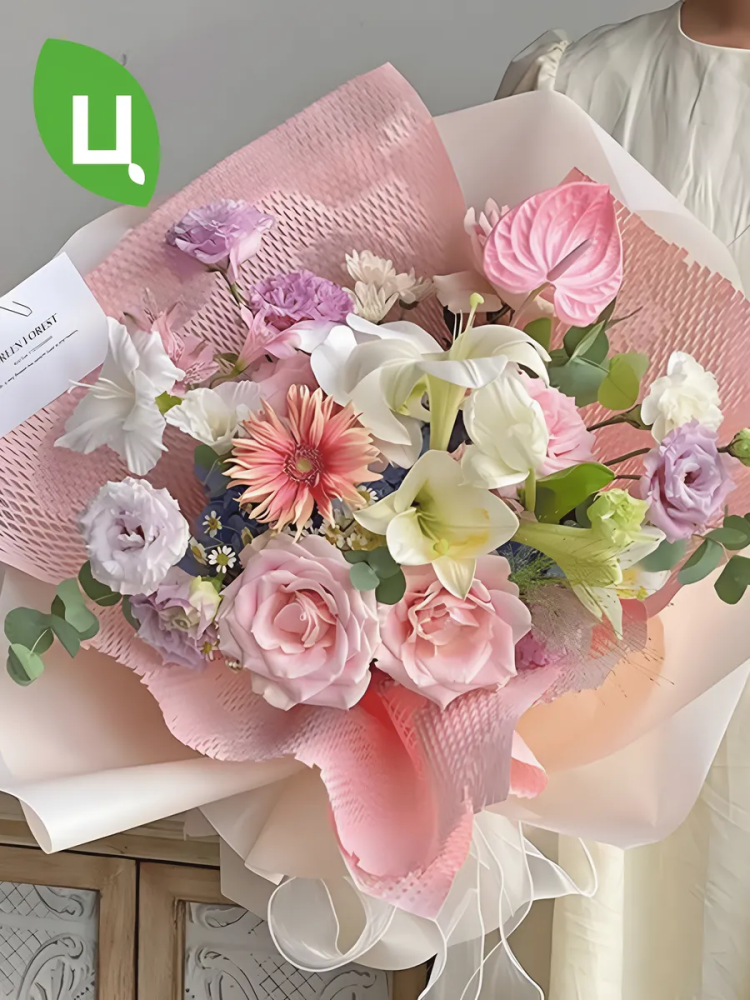 Упаковочная бумага Соты Розовый 50cm*8Y рулон P.HBFWZ103 Китай