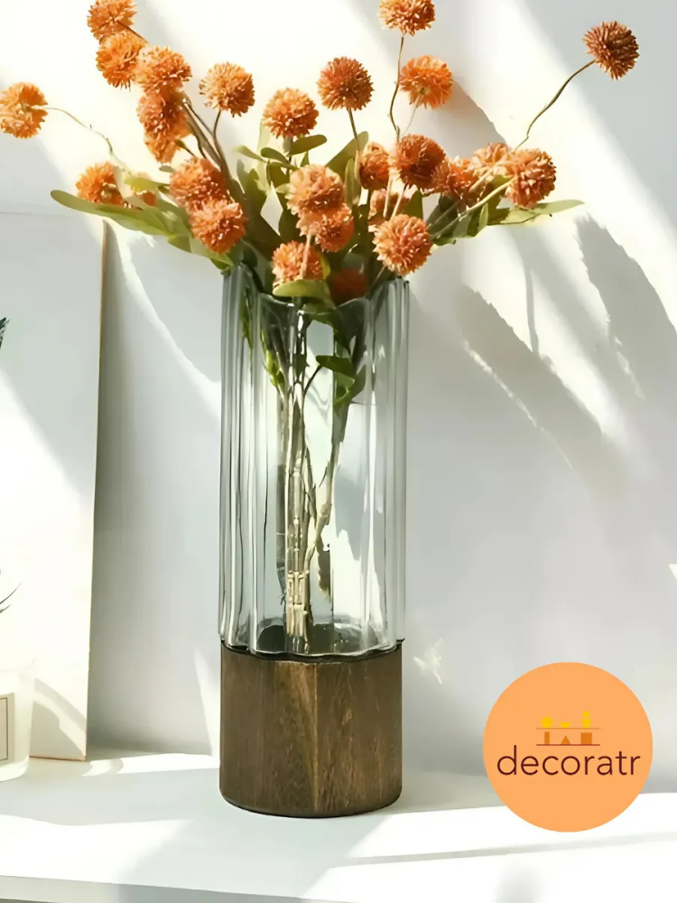 Ваза 12*30cm Стекло-Дерево 1230 Китай
