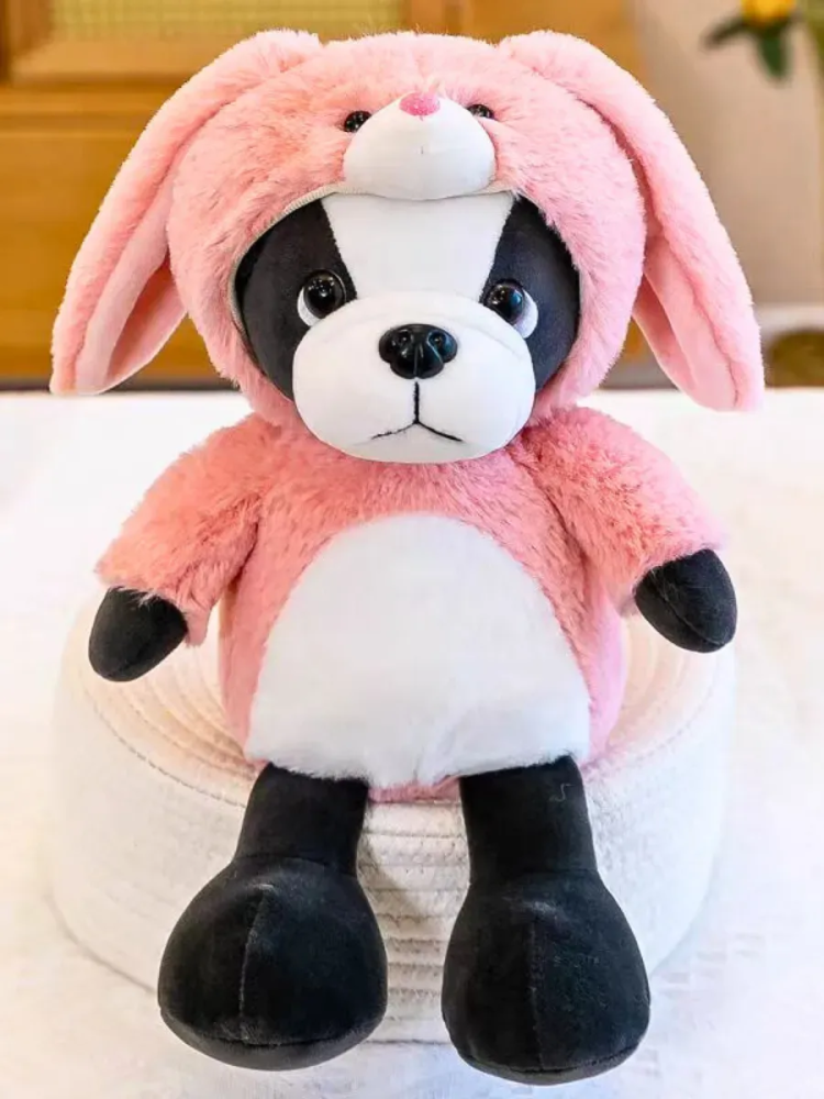 Мягкая игрушка Собака в кроличьем головном уборе 25CM Розовый
