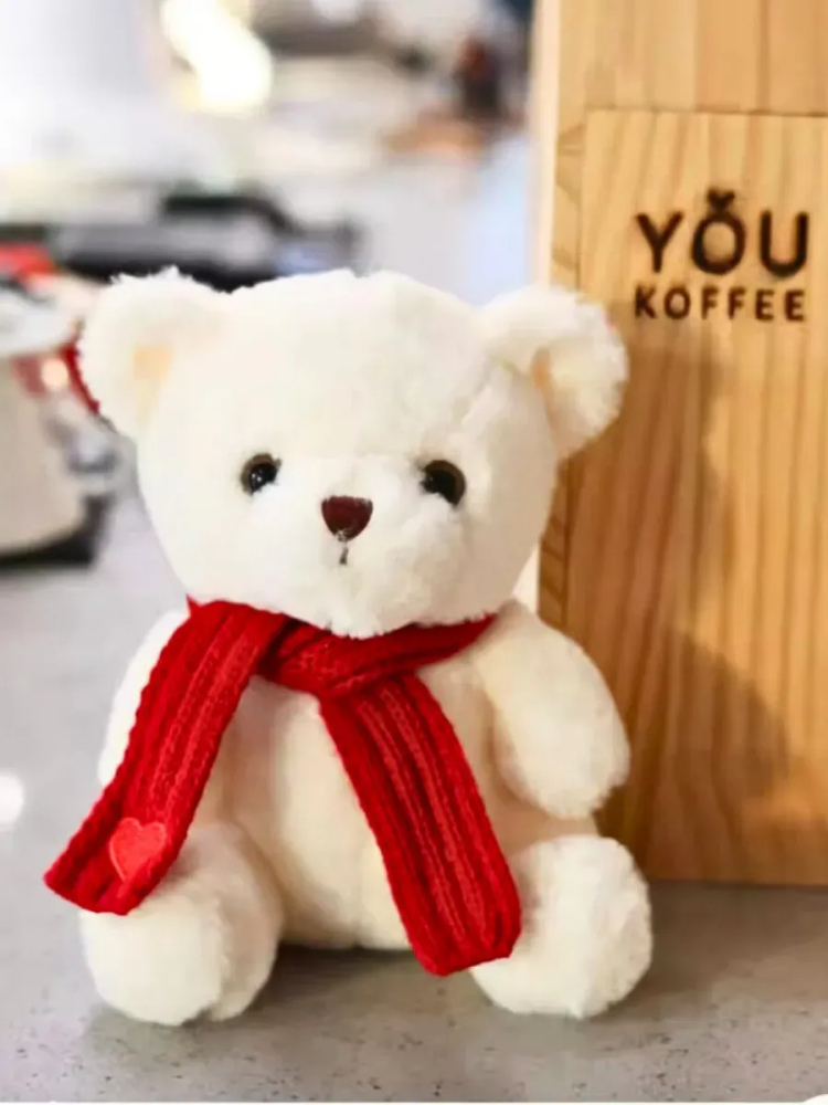 Мягкая игрушка Мишка с красным шарфом 20cm Белый