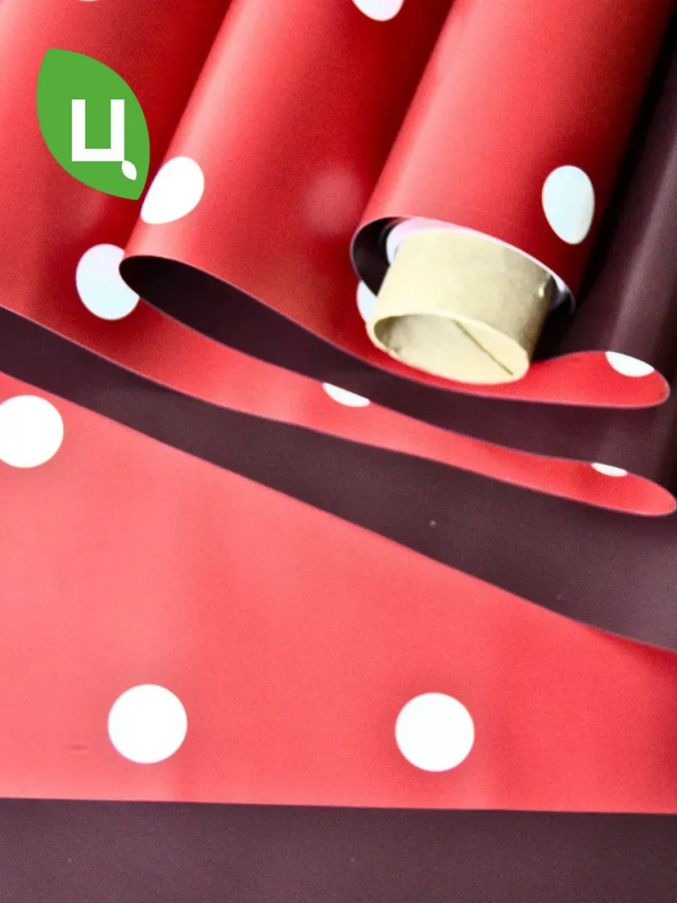 Пленка Матовая Двухсторонний Горох 10 Метров Красное Вино