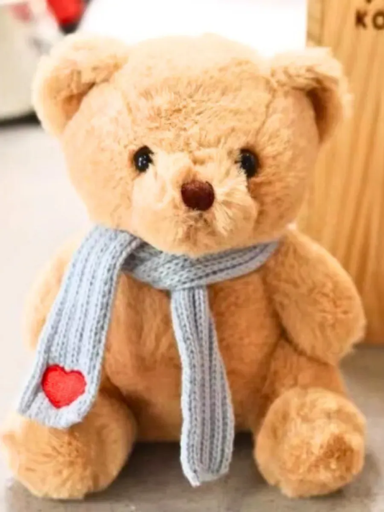 Мягкая игрушка Мишка с синим шарфом 20cm коричневый
