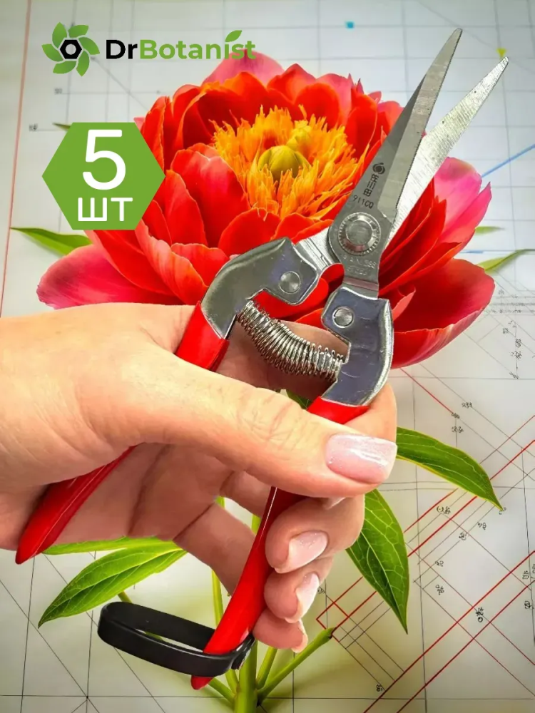 Секатор Для Флориста Красные Ручки 1Шт Тайвань 186Mm101G 5 шт