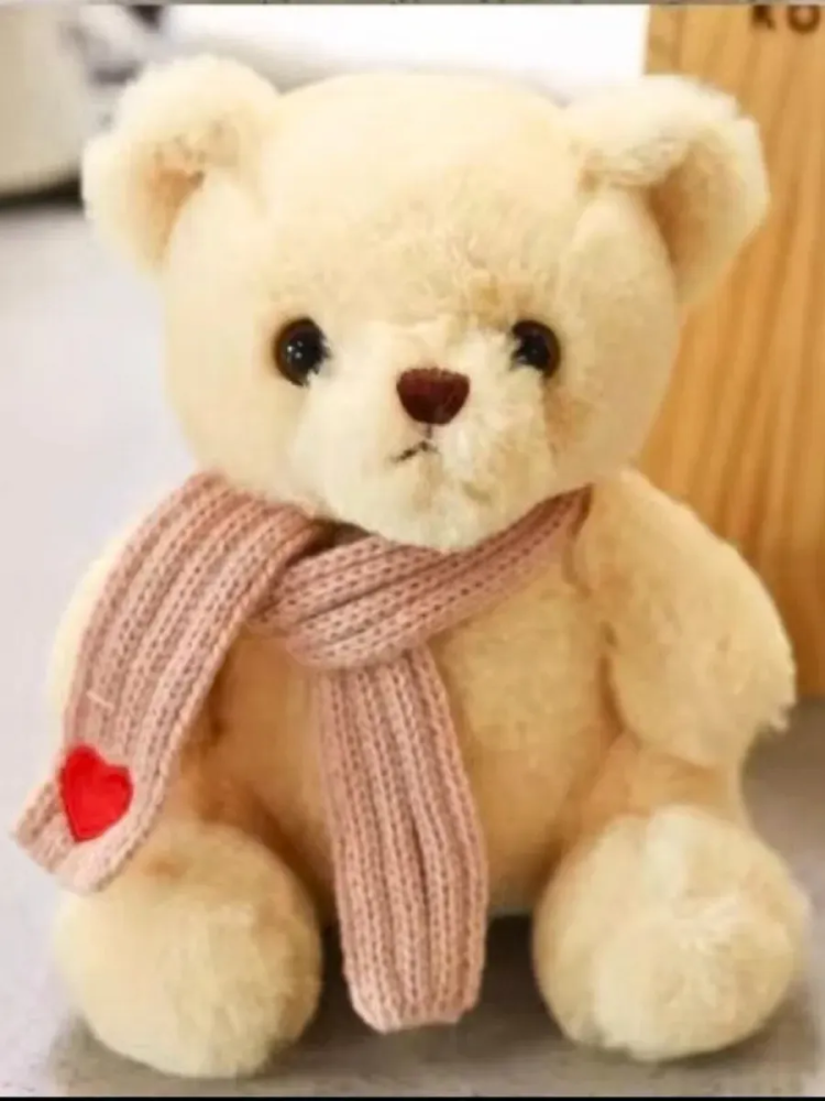 Мягкая игрушка Мишка с розовым шарфом 20cm бежевый
