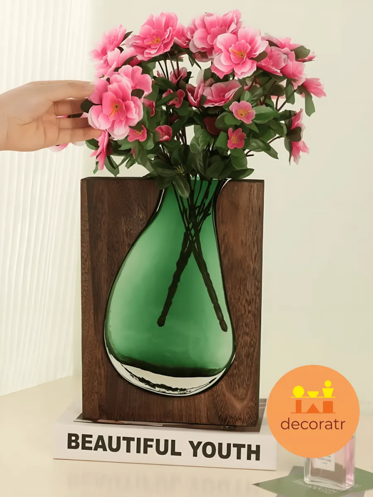 Ваза 22*5*30cm Стекло-Дерево 12AS-2