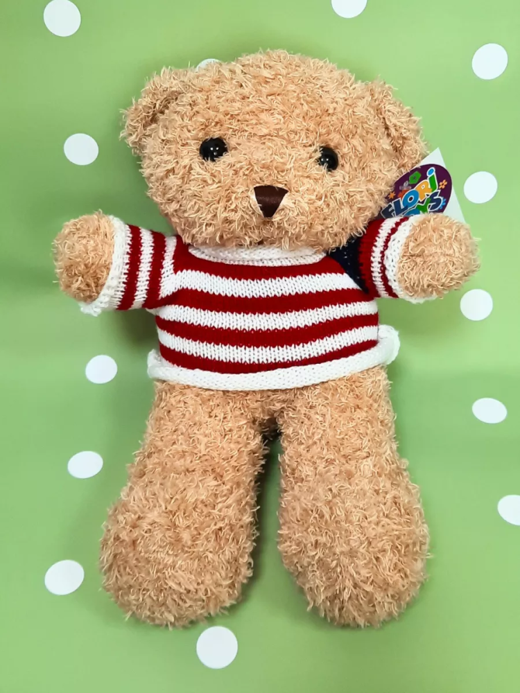 Игрушка Мишка коричневый в свитер красный 25cm