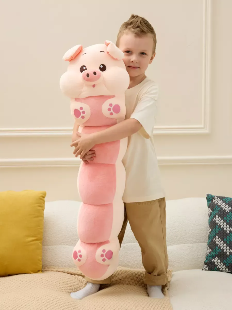 Мягкая игрушка гусеница+Свиньи 90CM Розовый